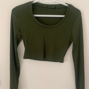 Green long sleeve crop top. Size small